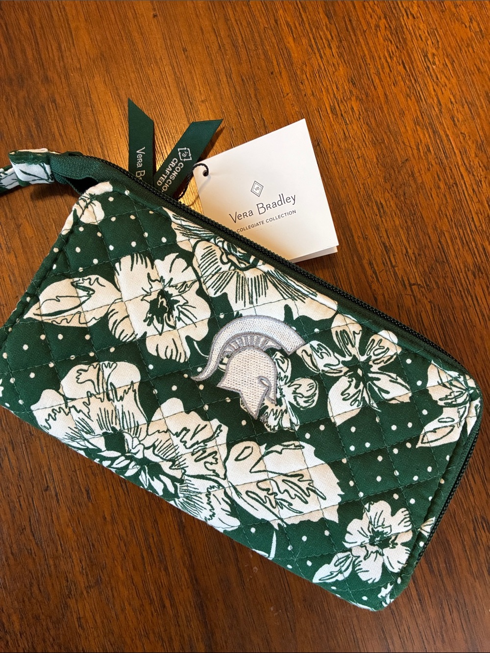 NWT Vera Bradley Collegiate RFID Front Zip Wristlet Michigan State University